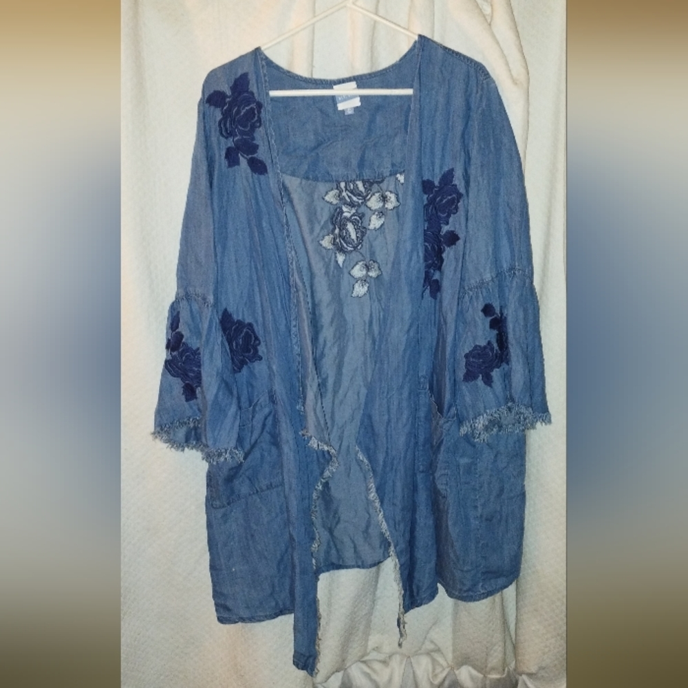 Meri Skye Embroidered Kimono Wrap Size 2X